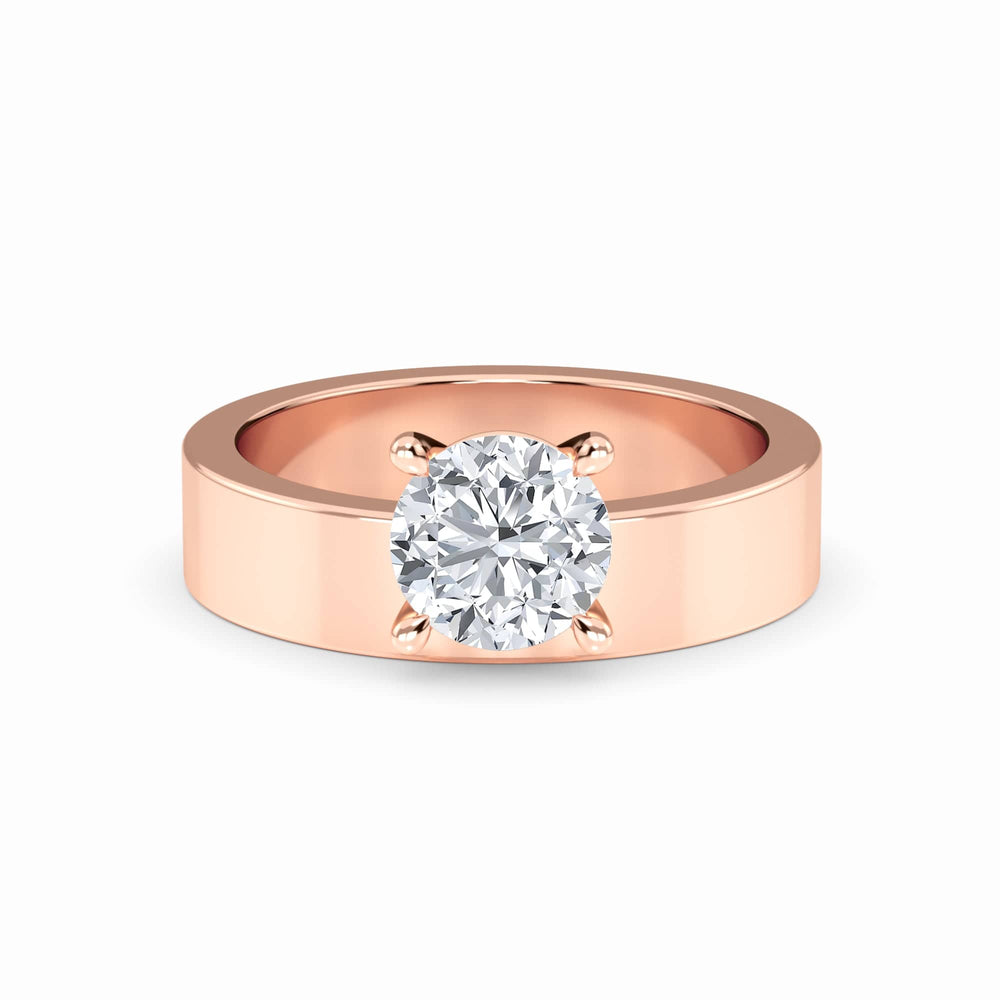White Diamond Wide Band Solitaire Engagement Ring