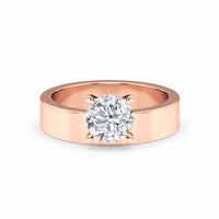 White Diamond Wide Band Solitaire Engagement Ring - Diya