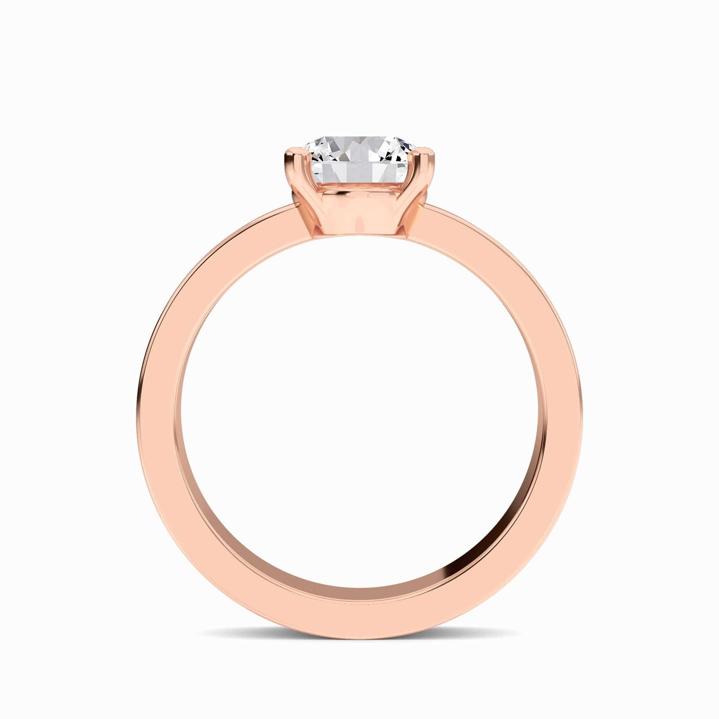 White Diamond Wide Band Solitaire Engagement Ring - Diya