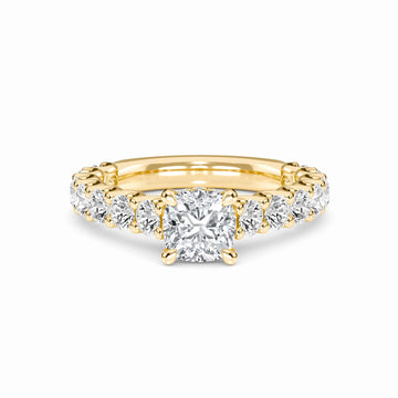 White Diamond French-Set Classic Engagement Ring - Garima
