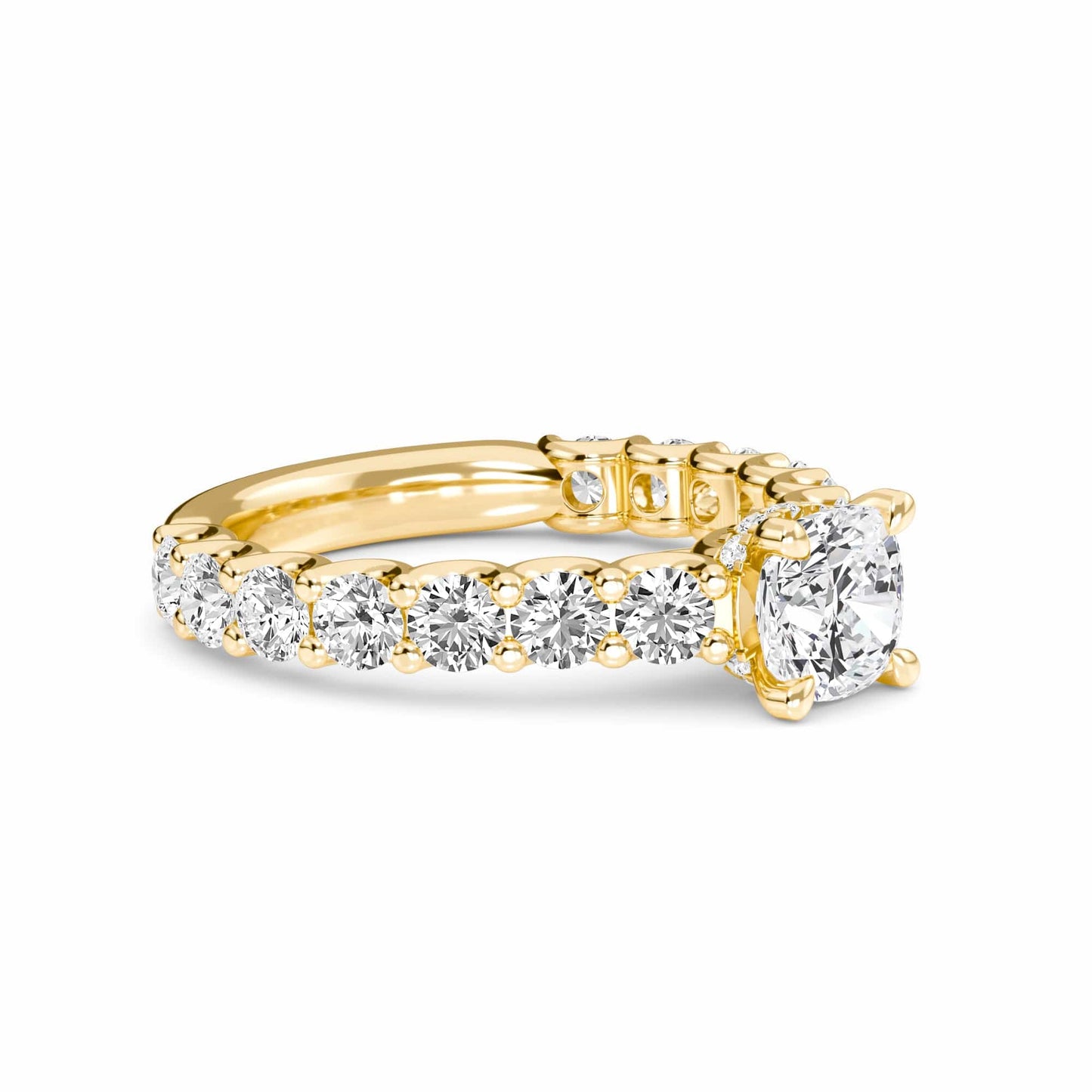 White Diamond French-Set Classic Engagement Ring - Garima