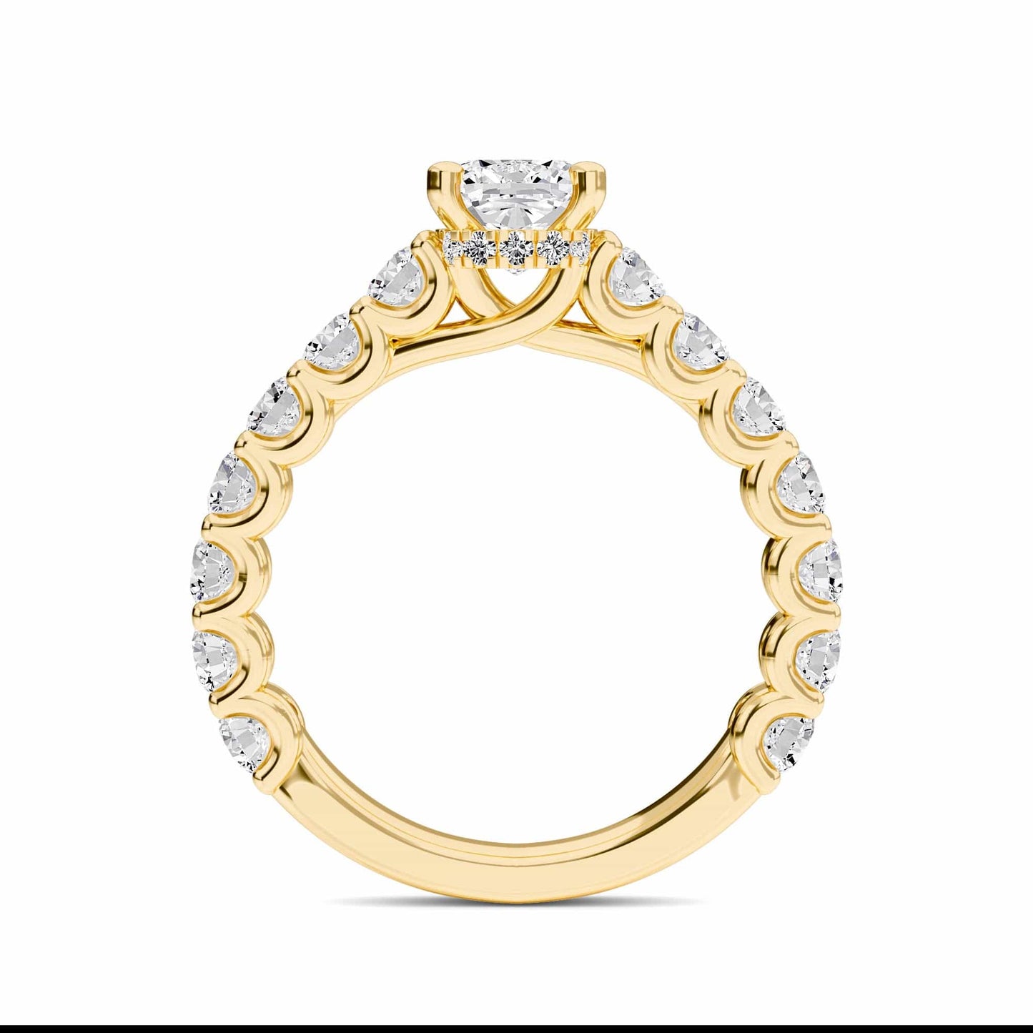 White Diamond French-Set Classic Engagement Ring - Garima