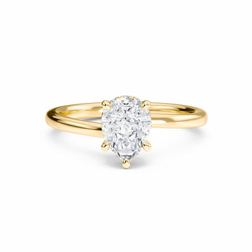 White Diamond Hidden Halo Solitaire Engagement Ring - Lyric