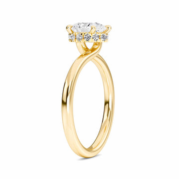 White Diamond Hidden Halo Solitaire Engagement Ring - Lyric