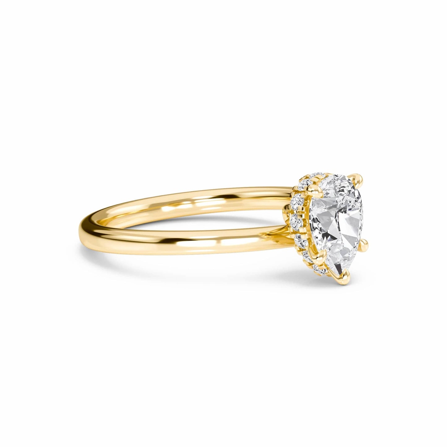 White Diamond Hidden Halo Solitaire Engagement Ring - Lyric
