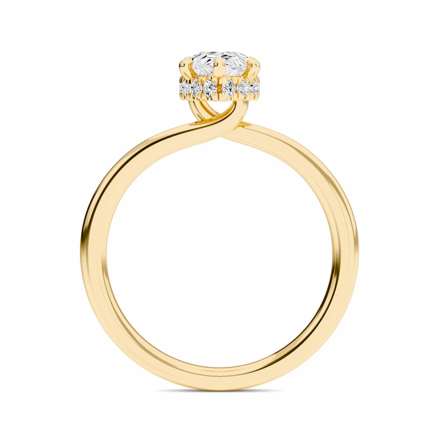 White Diamond Hidden Halo Solitaire Engagement Ring - Lyric