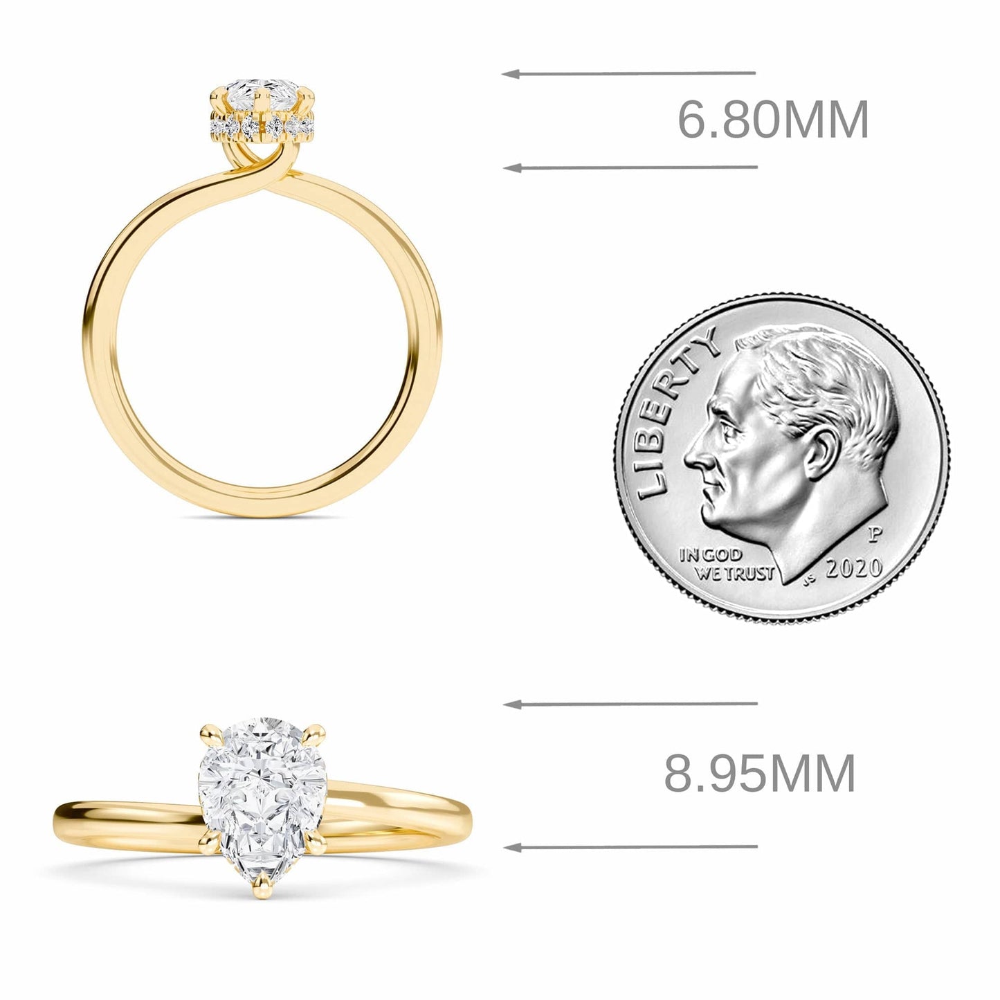 White Diamond Hidden Halo Solitaire Engagement Ring - Lyric
