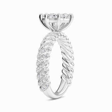 White Diamond Twisted Pave Rope Engagement Ring - Willow