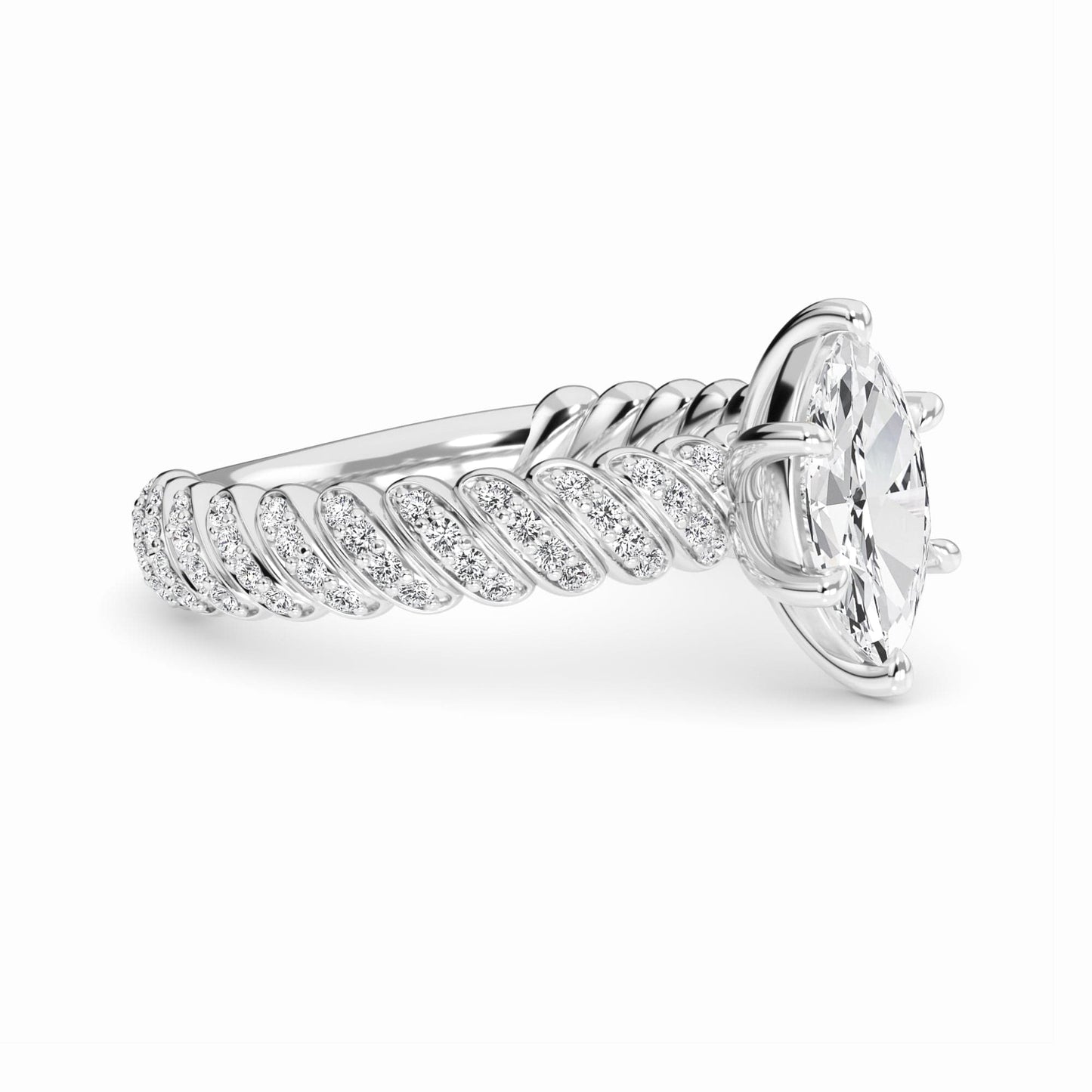 White Diamond Twisted Pave Rope Engagement Ring - Willow