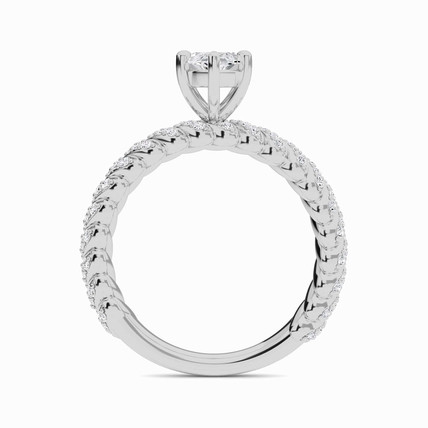 White Diamond Twisted Pave Rope Engagement Ring - Willow