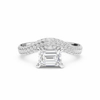 White Diamond Pave Set Swirl Engagement Ring - Adelina