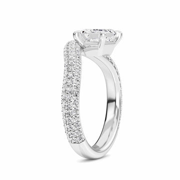 White Diamond Pave Set Swirl Engagement Ring - Adelina
