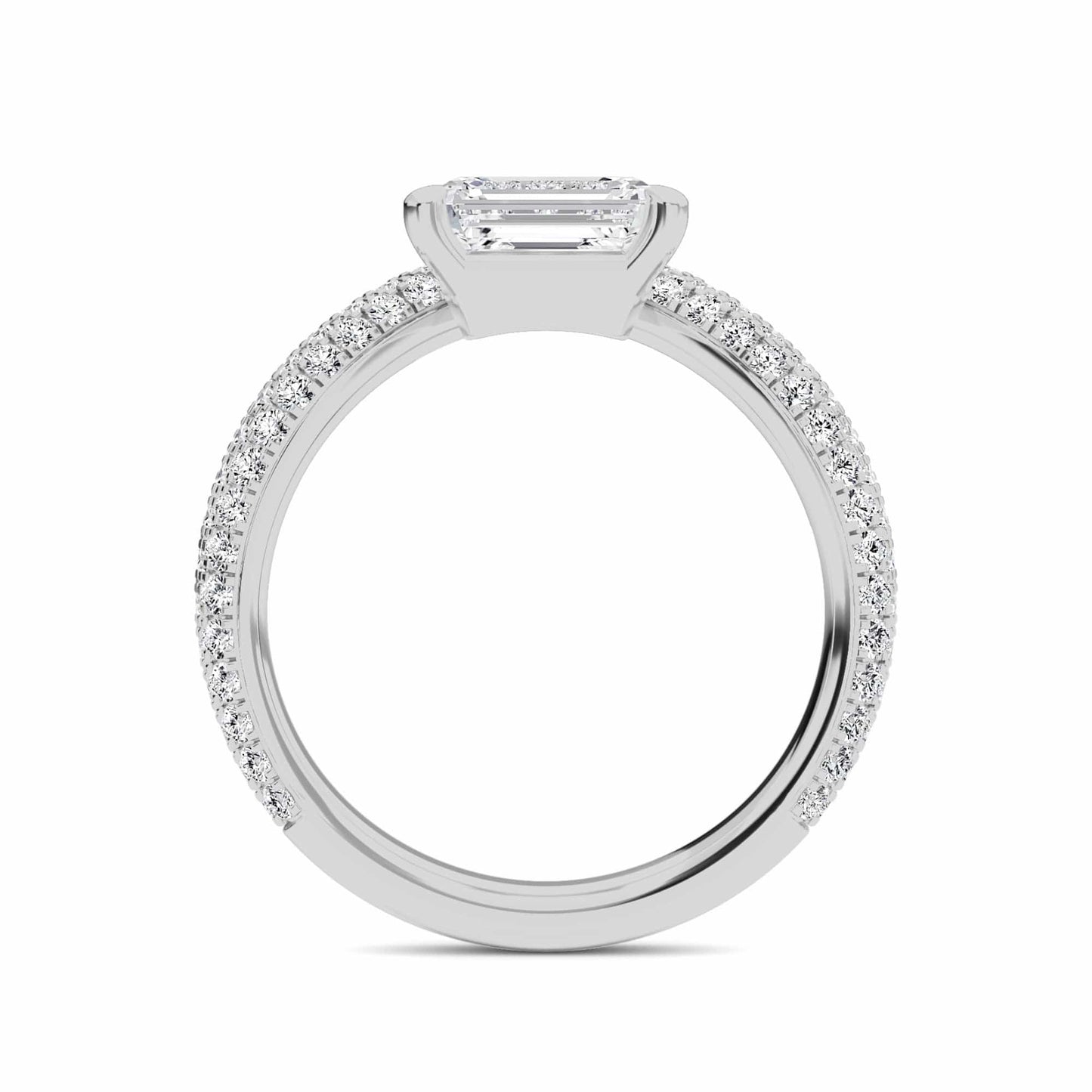 White Diamond Pave Set Swirl Engagement Ring - Adelina