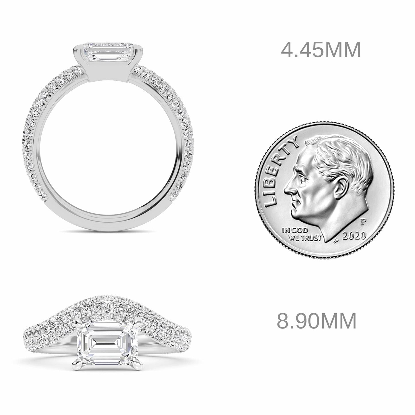 White Diamond Pave Set Swirl Engagement Ring - Adelina