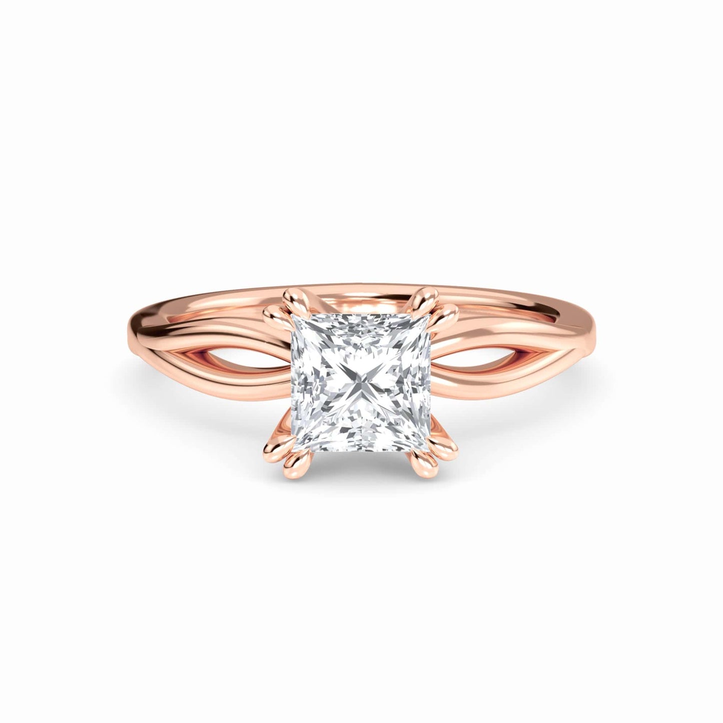 White Diamond Vine Twist Solitaire Engagement Ring - Paisley
