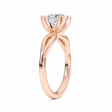 White Diamond Vine Twist Solitaire Engagement Ring - Paisley