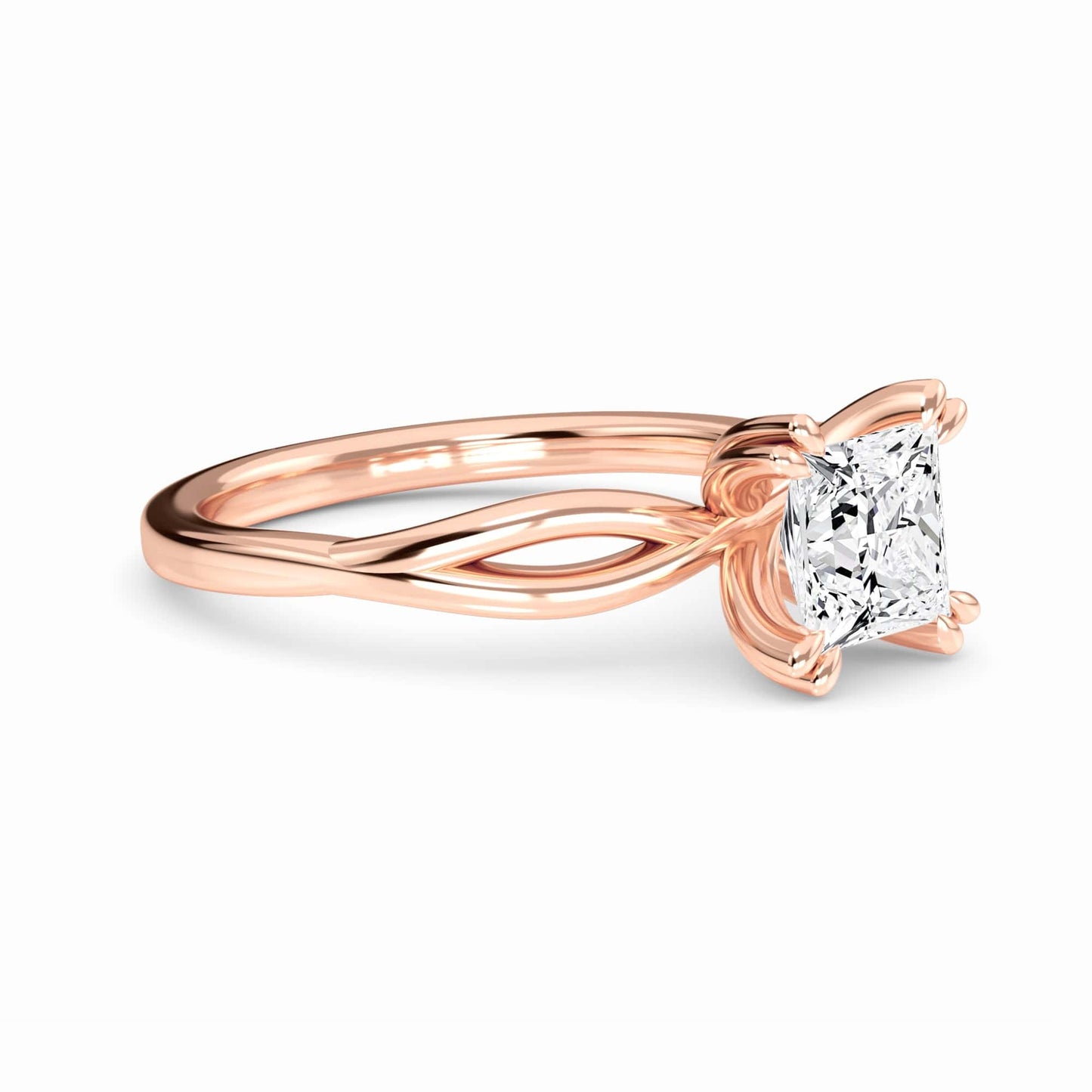 White Diamond Vine Twist Solitaire Engagement Ring - Paisley