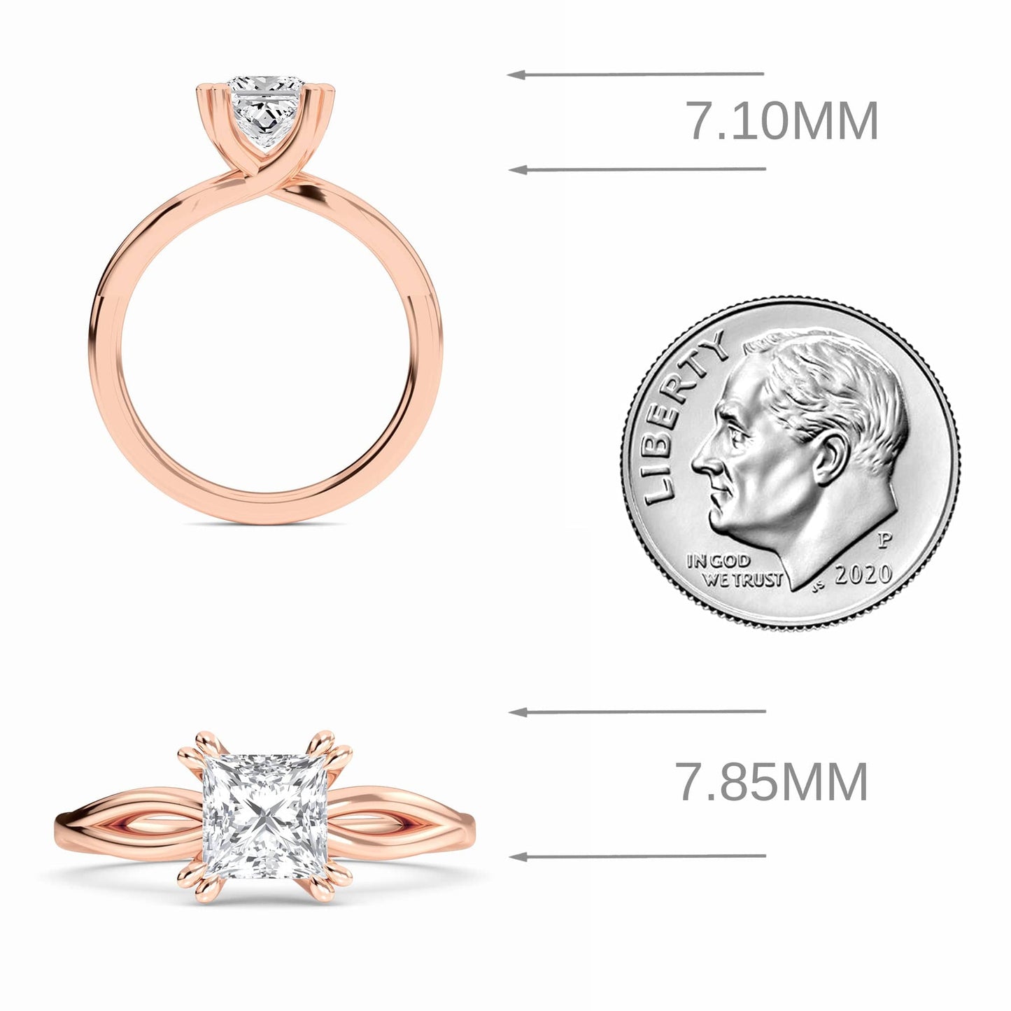 White Diamond Vine Twist Solitaire Engagement Ring - Paisley