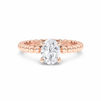 White Diamond Beaded Solitaire Engagement Ring - Rayna