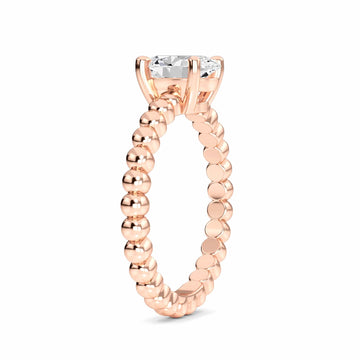 White Diamond Beaded Solitaire Engagement Ring - Rayna