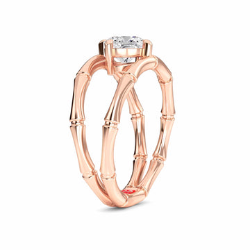 White Diamond Unique Bamboo Inspired Engagement Ring - Lingling