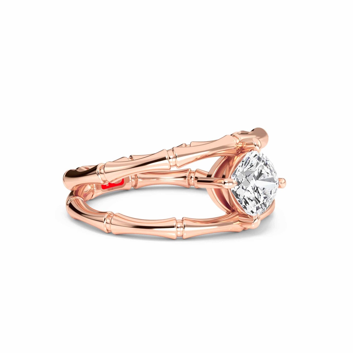 White Diamond Unique Bamboo Inspired Engagement Ring - Lingling