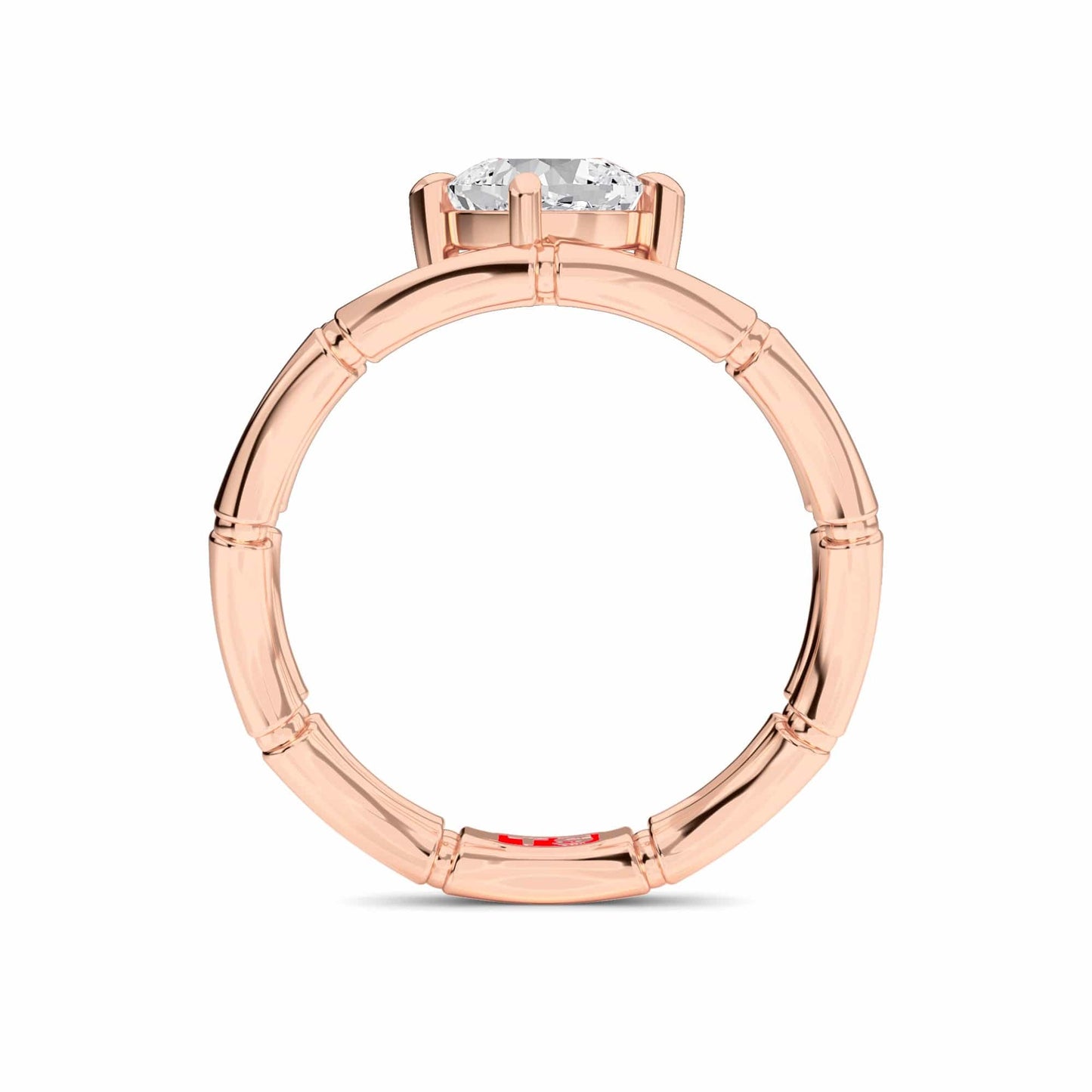 White Diamond Unique Bamboo Inspired Engagement Ring - Lingling