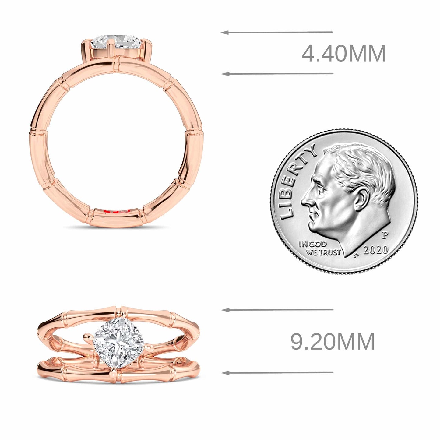 White Diamond Unique Bamboo Inspired Engagement Ring - Lingling