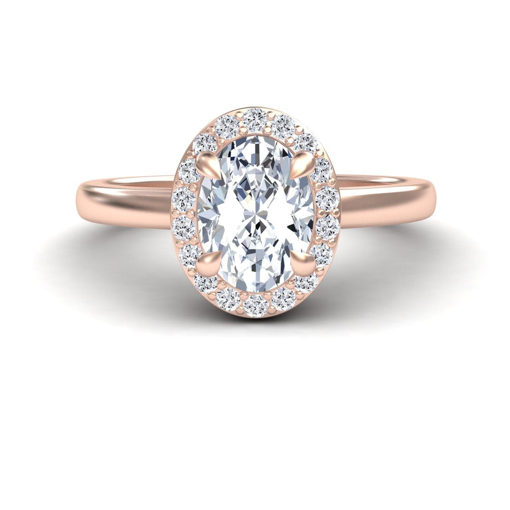 White diamond celestia glow halo classic band engagement ring