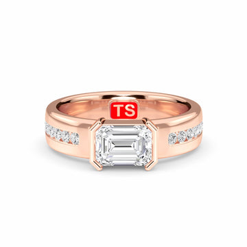 White Diamond Bezel-Set Accented Engagement Ring - Hollis