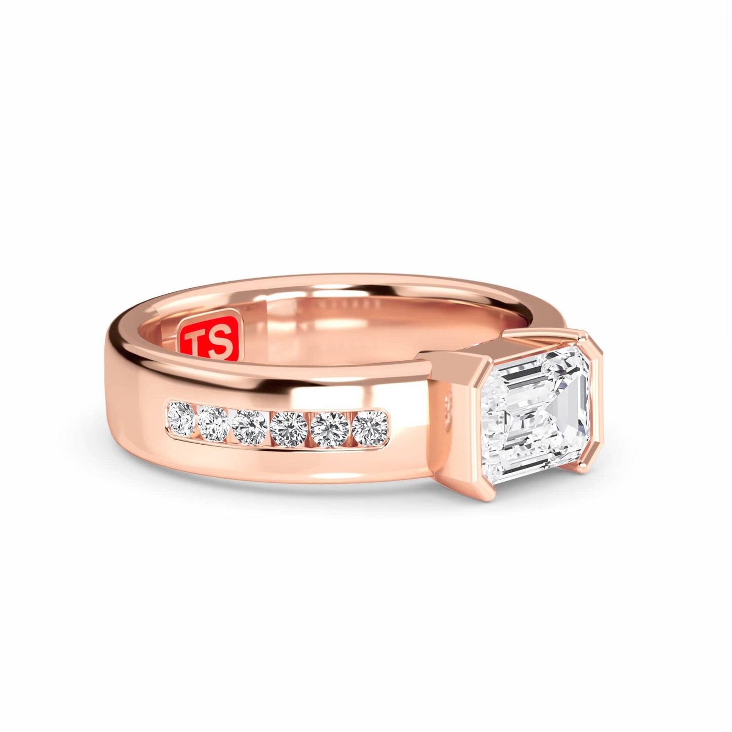 White Diamond Bezel-Set Accented Engagement Ring - Hollis