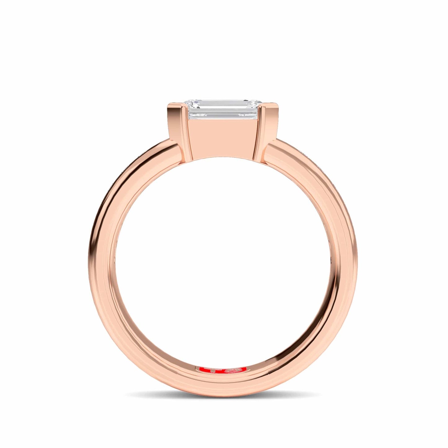White Diamond Bezel-Set Accented Engagement Ring - Hollis