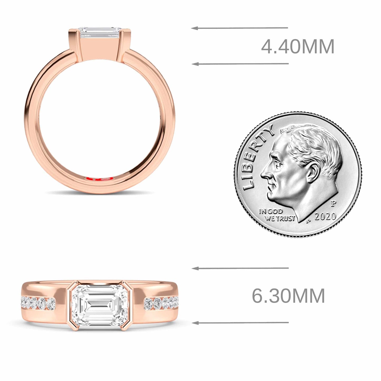 White Diamond Bezel-Set Accented Engagement Ring - Hollis