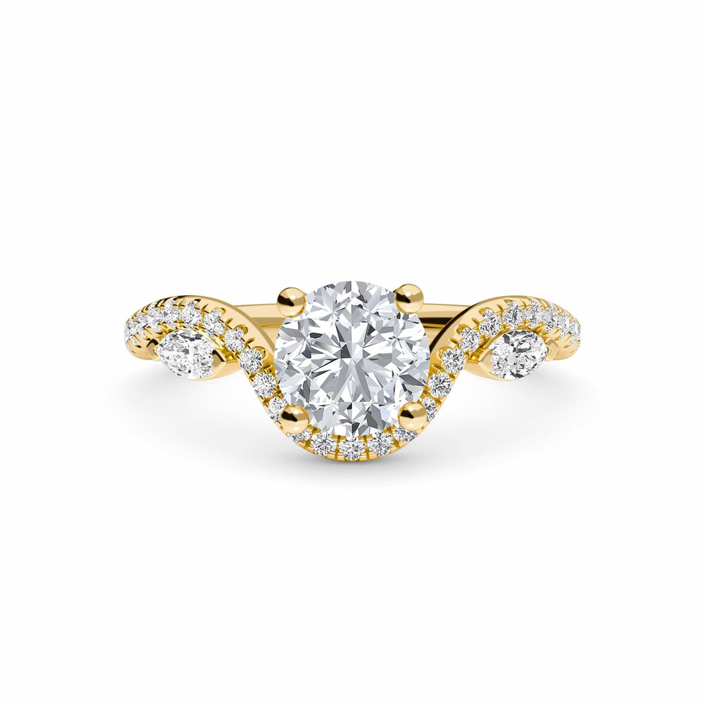 White Diamond Three Stone Twisted Band Engagement Ring