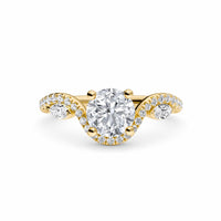 White Diamond Three Stone Twisted Band Engagement Ring - Himani
