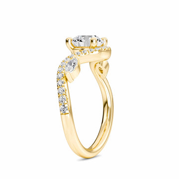 White Diamond Three Stone Twisted Band Engagement Ring - Himani