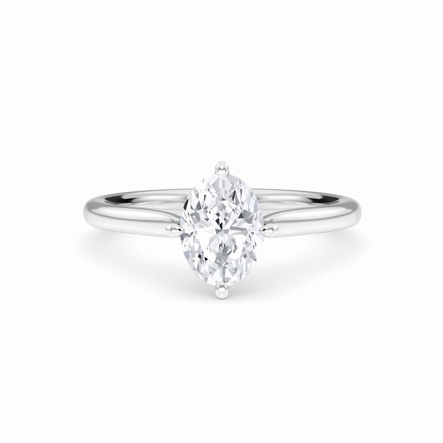 White Diamond V Prong Solitaire Engagement Ring - Therese