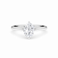 White Diamond V Prong Solitaire Engagement Ring - Therese