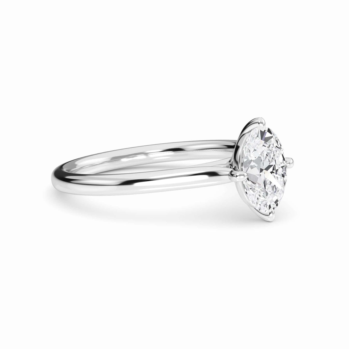 White Diamond V Prong Solitaire Engagement Ring - Therese