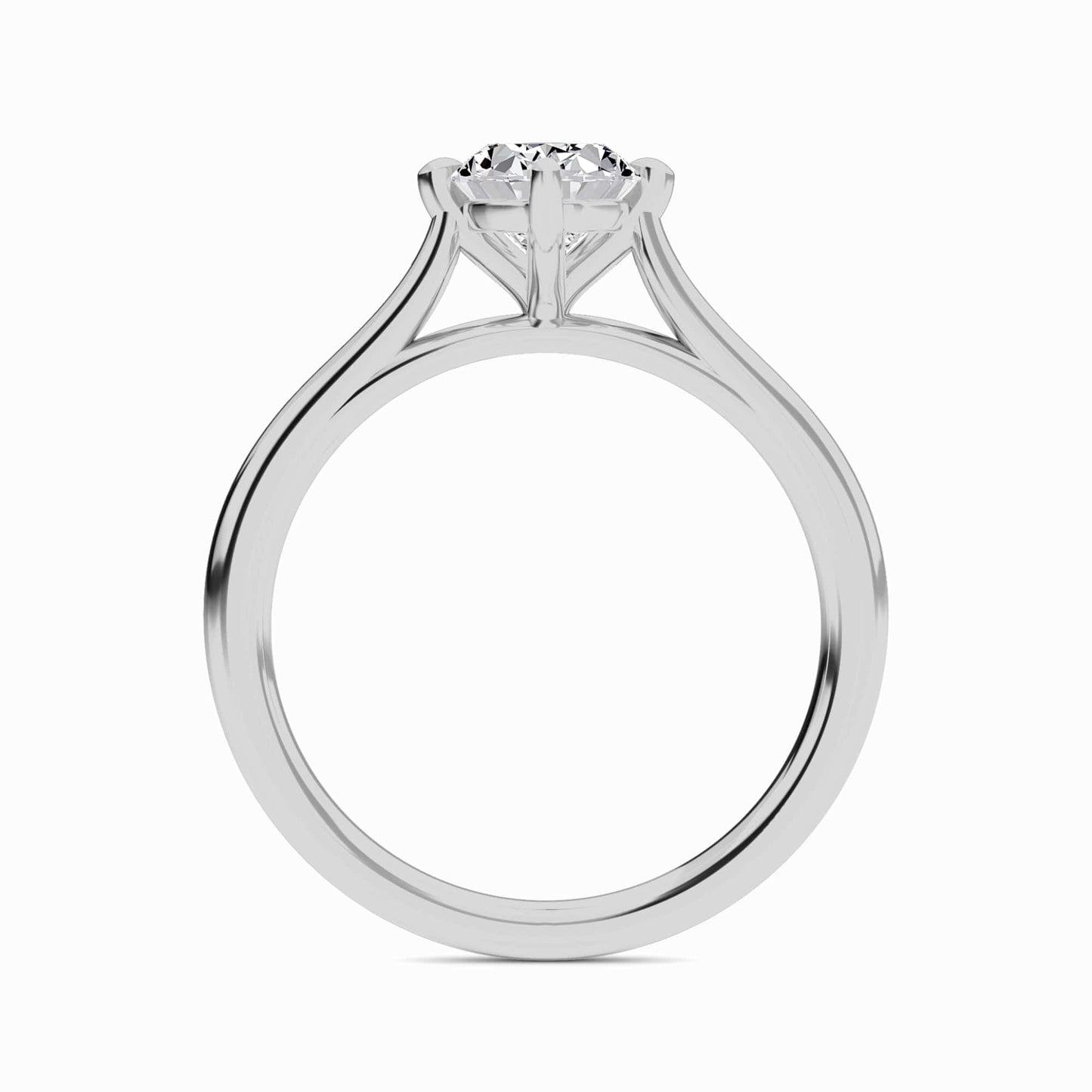 White Diamond V Prong Solitaire Engagement Ring - Therese