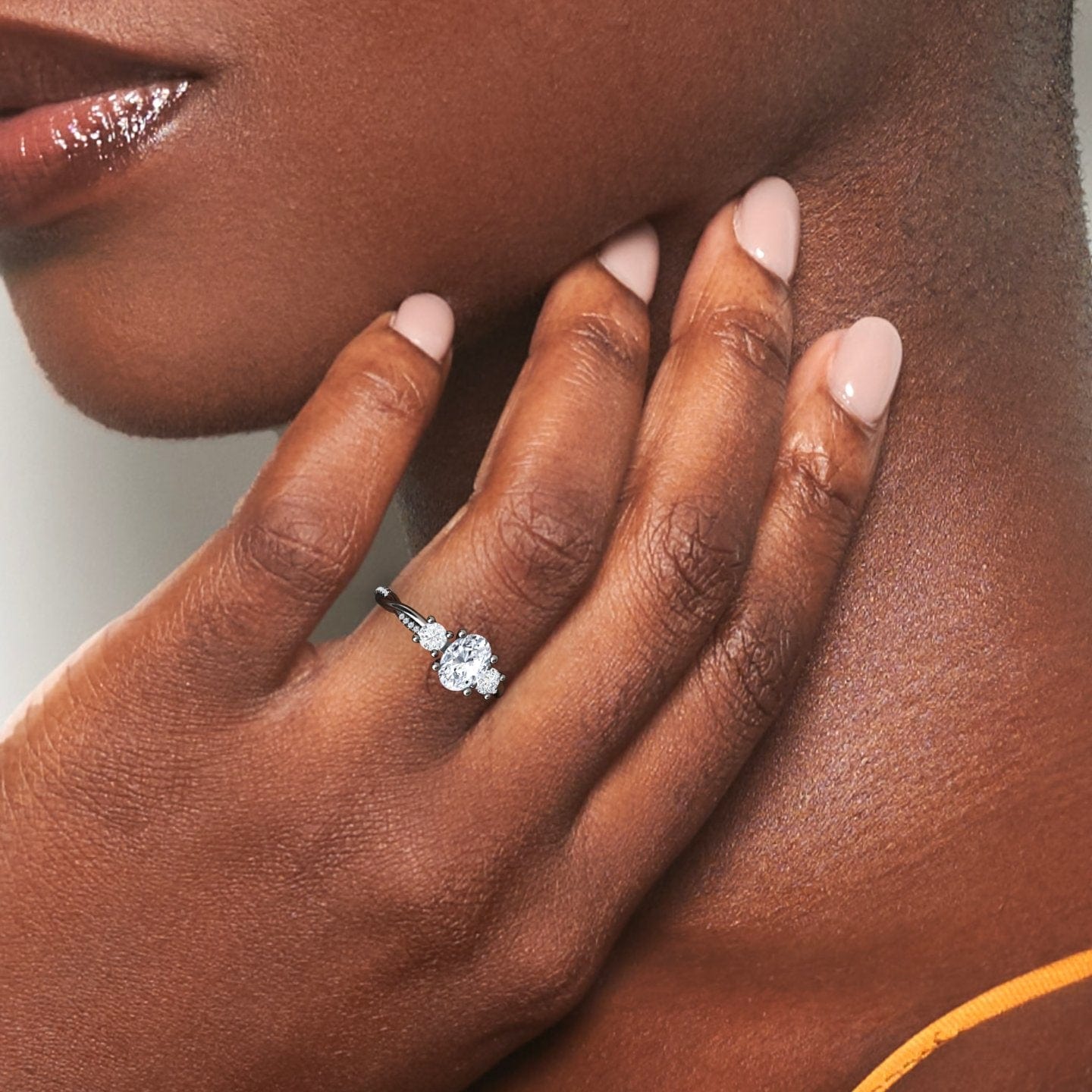 White Diamond Twisted Shank Three Stone Engagement Ring - Kimberly