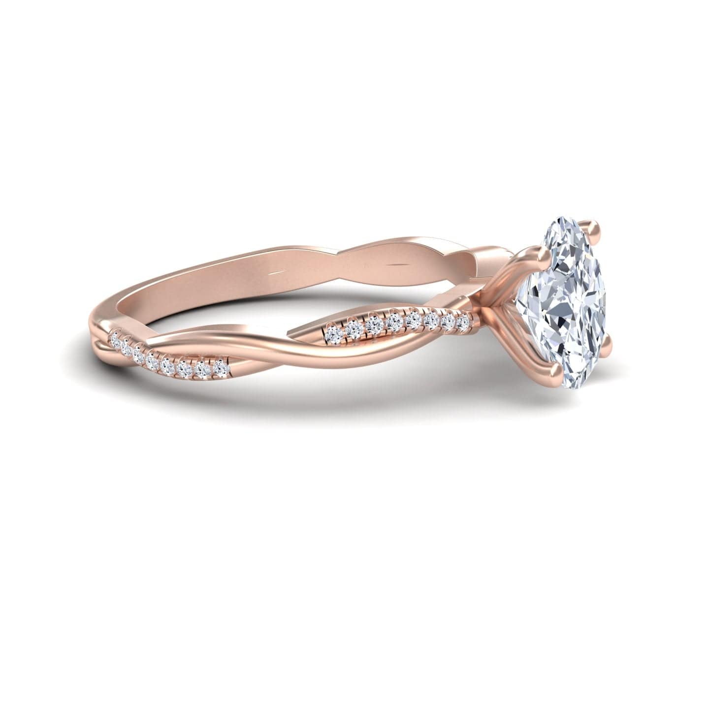 White Diamond Twisted Shank Solitaire Engagement Ring - Margaret