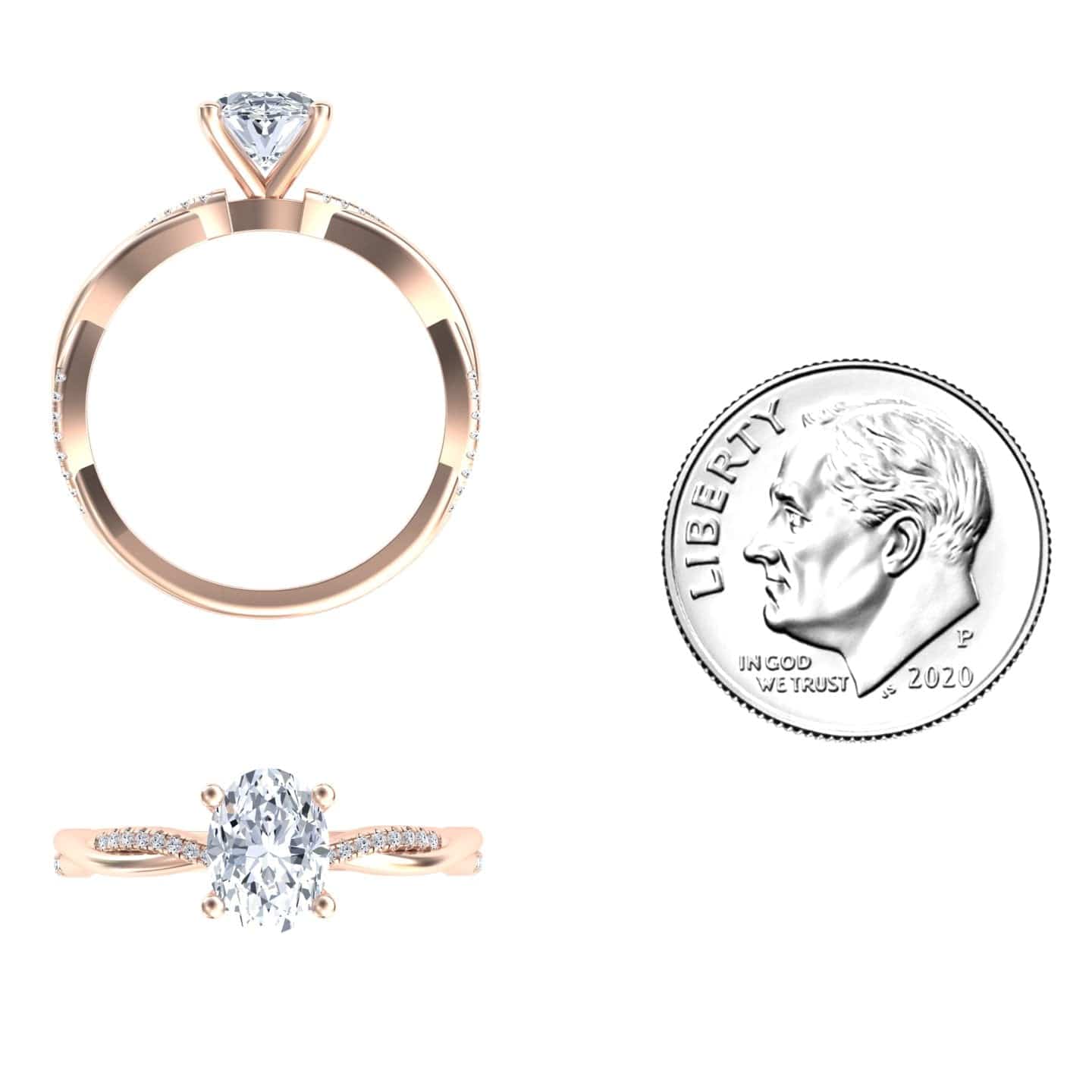White Diamond Twisted Shank Solitaire Engagement Ring - Margaret