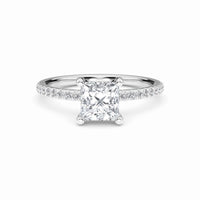 White Diamond Classic Petite Pave Engagement Ring - Adalynn