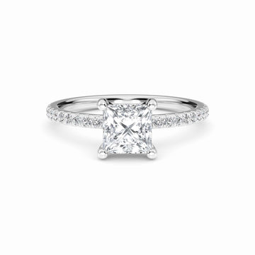 White Diamond Classic Petite Pave Engagement Ring - Adalynn