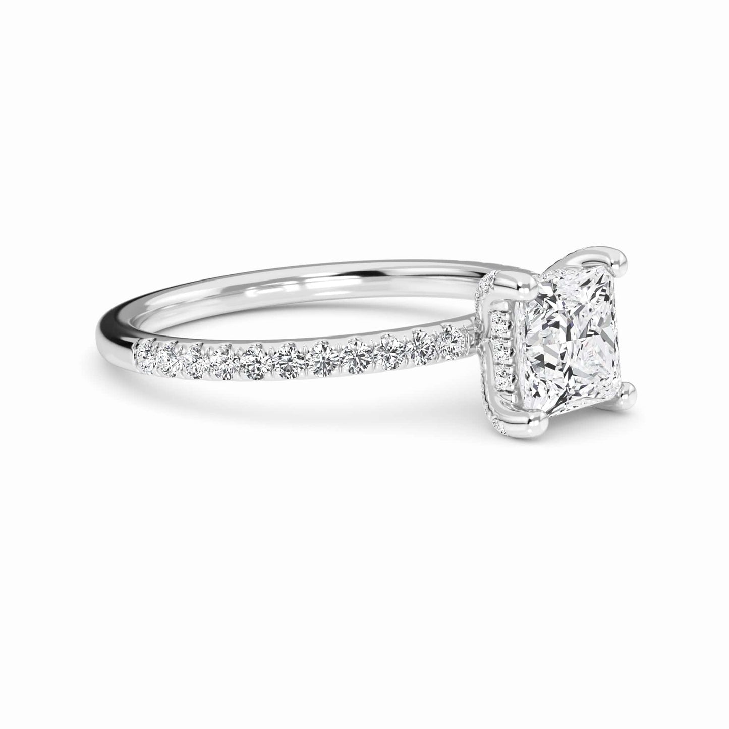 White Diamond Classic Petite Pave Engagement Ring - Adalynn