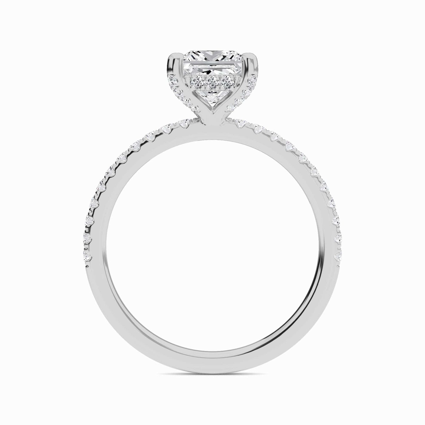 White Diamond Classic Petite Pave Engagement Ring - Adalynn