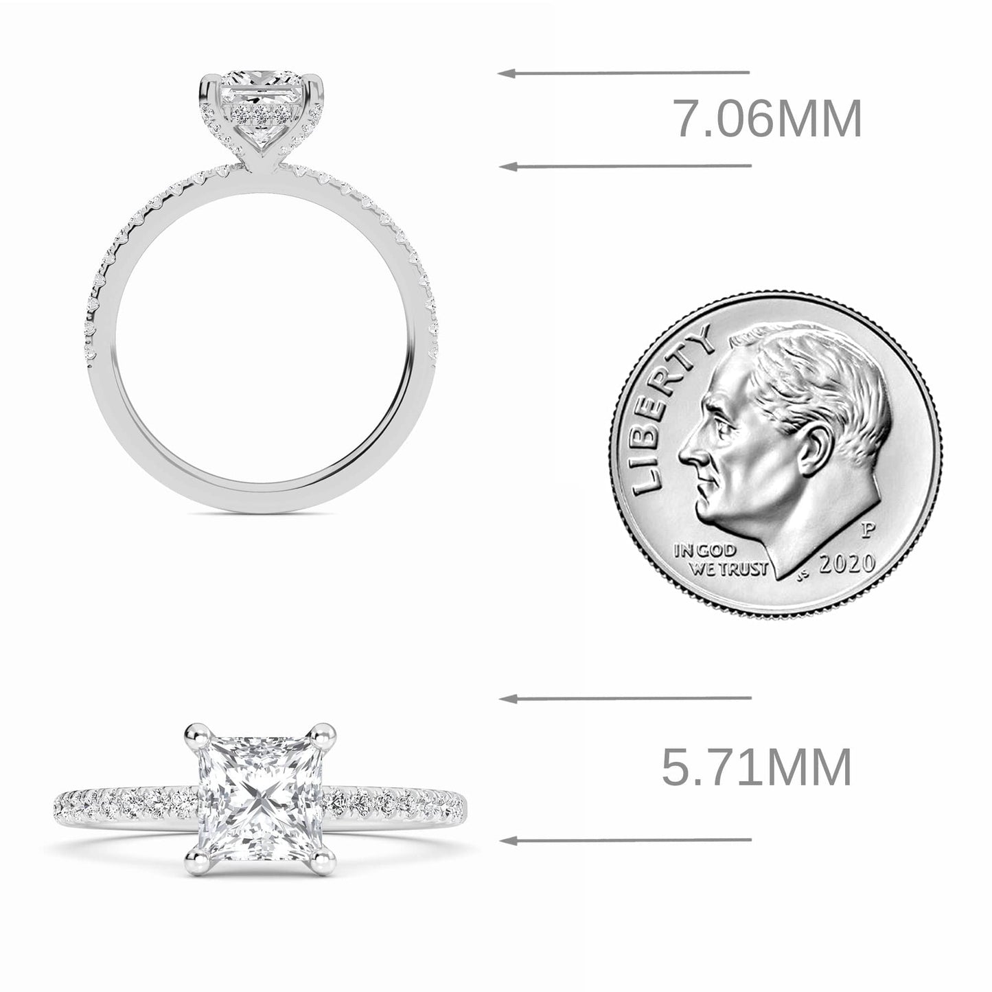 White Diamond Classic Petite Pave Engagement Ring - Adalynn