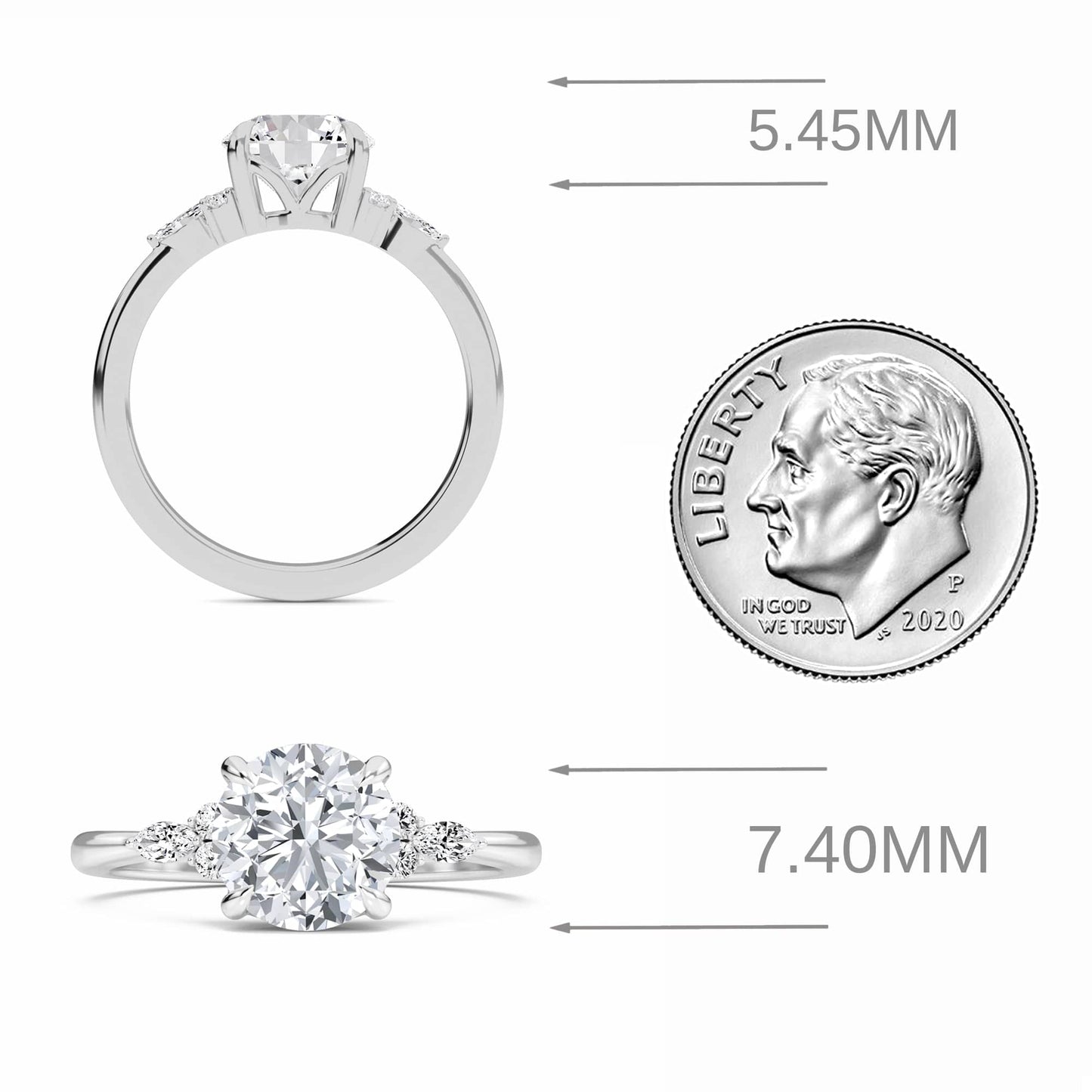 Round Cluster Side Certified Lab Diamond Engagement Ring - Lacey