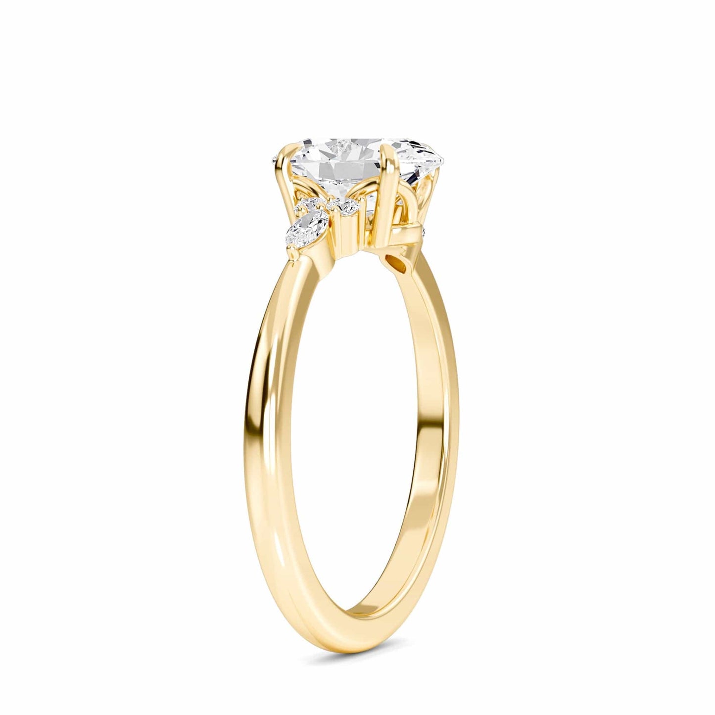 Oval Cluster Side Certified Lab Diamond Engagement Ring - Lacey